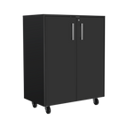 Storage Cabinet Lions, Double Door and Casters, Black Wengue Finish | Premium Home Decor - Grand Goldman