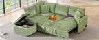 Convertible Sofa Bed Sectional Sofa Sleeper with Storage Ottoman, Green Chenille, 82.67 inches - Grand Goldman Shop
