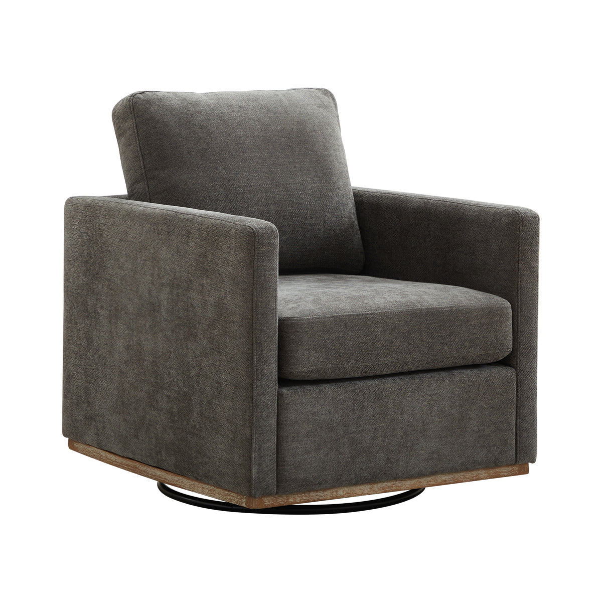 Modern Square Upholstered Swivel Accent Chair with Chenille Fabric, Charcoal, 30.7'W - Grand Goldman Shop