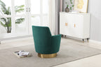 Velvet Swivel Barrel Chair, Swivel Accent Chairs Armchair for Living Room, Reading Chairs for Bedroom Comfy, Round Barrel Chairs with Gold Stainless Steel Base (Emerald) - Grand Goldman Shop