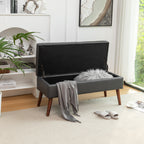 Storage Bench with Storage Bench for Bedroom End of Bed Bench Foot of Bed Bench Entryway Bench Storage Ottoman Bench 43.3' W x 17.7' Dark Grey Leather Bench - Grand Goldman Shop
