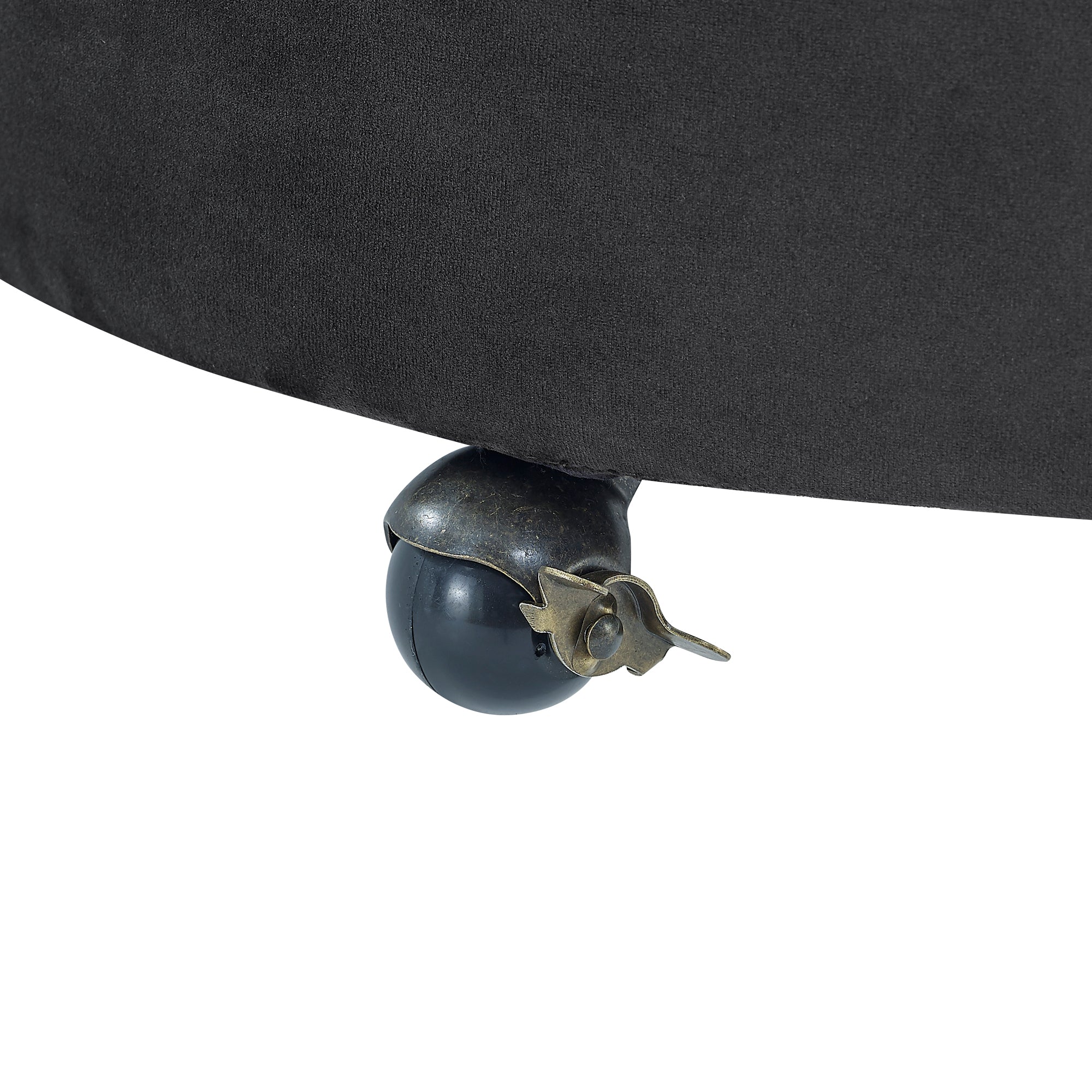 Modern Velvet Upholstered Swivel Chair with Button Tufted Design, Movable Wheels, 3 Pillows, Black - Grand Goldman Shop