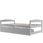Gray Twin Size Platform Bed with Two Drawers, Pine Wood and MDF Construction - Grand Goldman Shop
