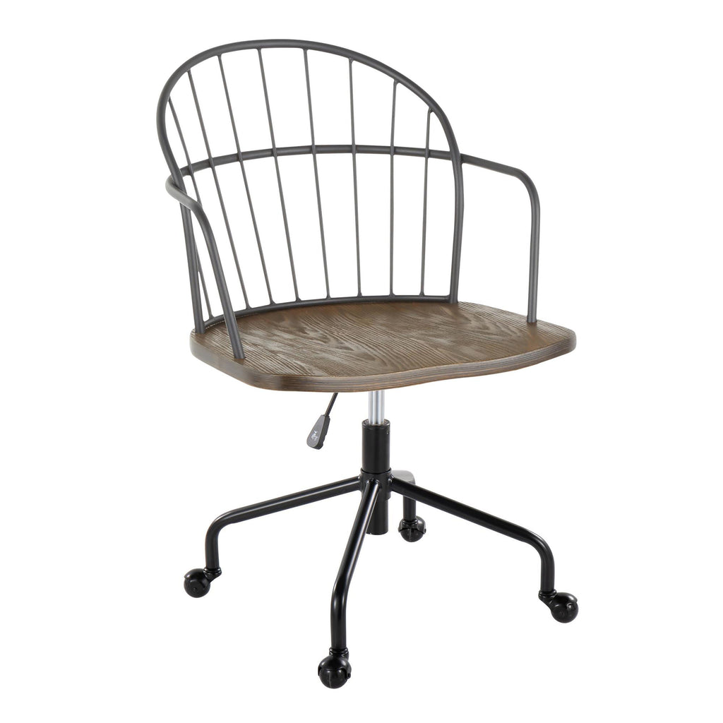 Adjustable Office Chair in Black Metal and Dark Walnut Wood - Grand Goldman