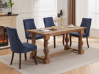 Rayon Cloth Flocking Linen Dining Chairs Channel Kitchen Dinner Chair Comfy Fabric Upholstered Accent Chair for Dining Room with Curved Solid Wood Legs,Set of 2 (Blue), SW1847BL - Grand Goldman Shop