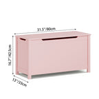 Kids Wooden Toy Box Storage with Safety Hinged Lid for Ages 2+ (Pink) - Grand Goldman