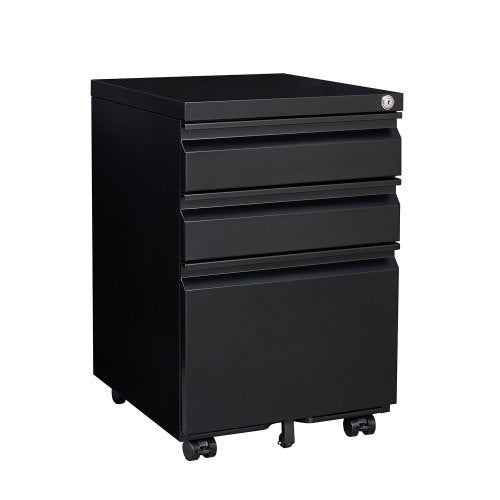 3-Drawer Mobile File Cabinet with Lock, 5 Wheels (2 Brakes + Anti-Tip),Cold Rolled Steel Fully Assembled Metal Filing Cabinet