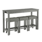59 Inch Bar Table, Dining Table, Sofa Table with Power Outlet, 3 Upholstered Stools, 4 Piece Bar Table and Chair Set for Living Room, Dining Room, Kitchen - Grand Goldman Shop