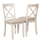 Antique White Modern Dining Table Set for 4 with Round Table and Chairs, Solid Wood & MDF - Grand Goldman Shop