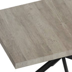 Retro Rectangular Stretch Dining Table in Grey Carole Top with Black Embossed Center Plate and Black Fine Sand Cross Iron Base, Storage Box Included, 55.11''-70.86'' Expandable - Grand Goldman Shop