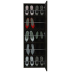 Leto Wall Mounted Shoe Rack With Mirror, Single Door, Capacity For Ten Shoes -Black - Grand Goldman Shop
