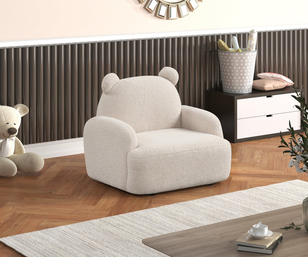 Raelynn 25.5'W Beige Sherpa Bear-Shaped Kids Armchair | Premium Home Decor - Grand Goldman