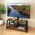 Wooden Storage TV Stand Black Tempered Glass Height Adjustable Universal Swivel Entertainment Center With Mount TV Stand, Rustic Browm - Grand Goldman Shop
