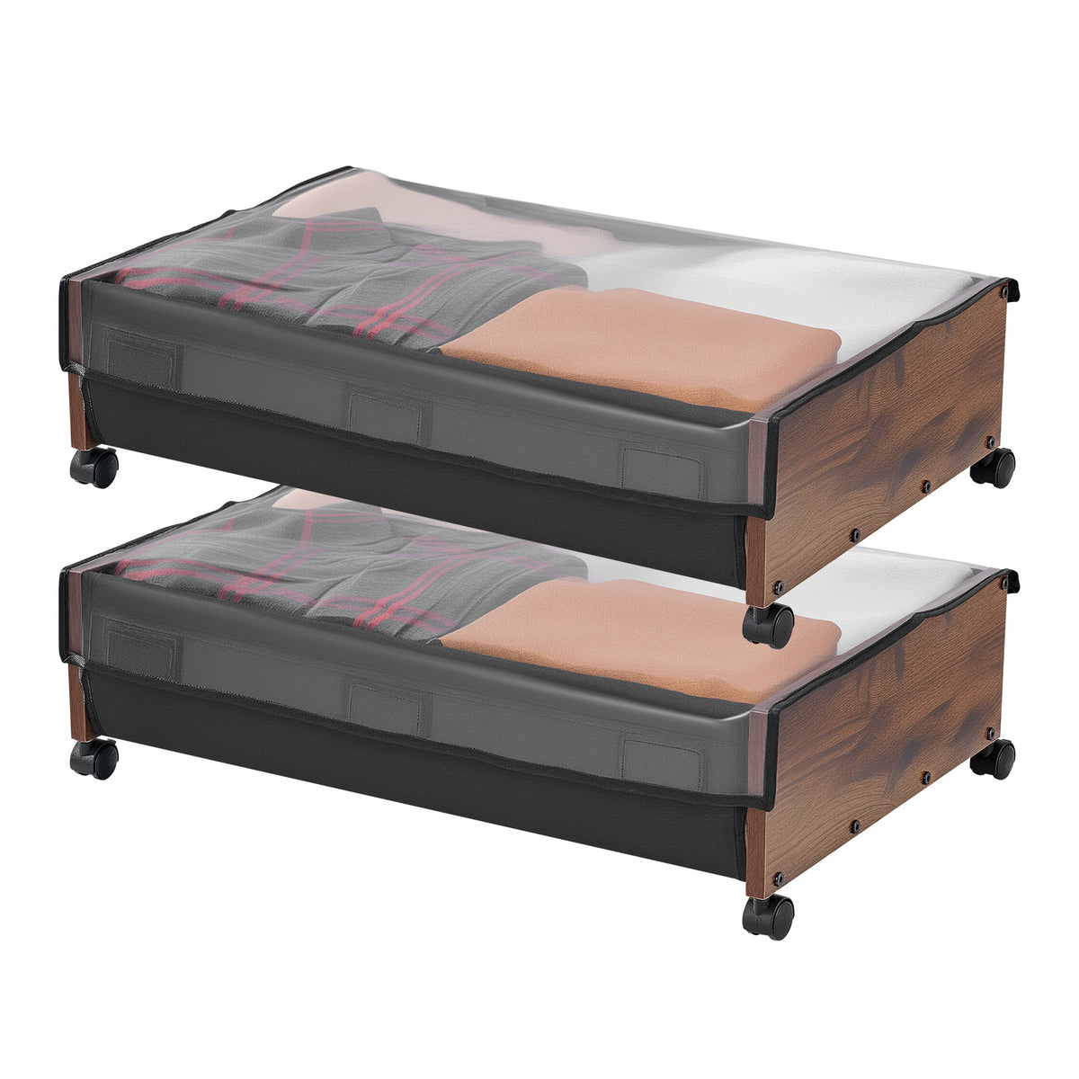 Under Bed Storage with Wheels 25.6x18.1x7.1 Inch Rolling Storage Bags 2 Pack - Grand Goldman Shop
