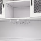70.9' Kitchen Pantry Storage Cabinet Rustic Buffet Cabinet, Kitchen Hutch Cabinet with LED Outlets Food Pantry Cabinet with Doors and Shelves Wine Rack for Dining Room, White - Grand Goldman Shop