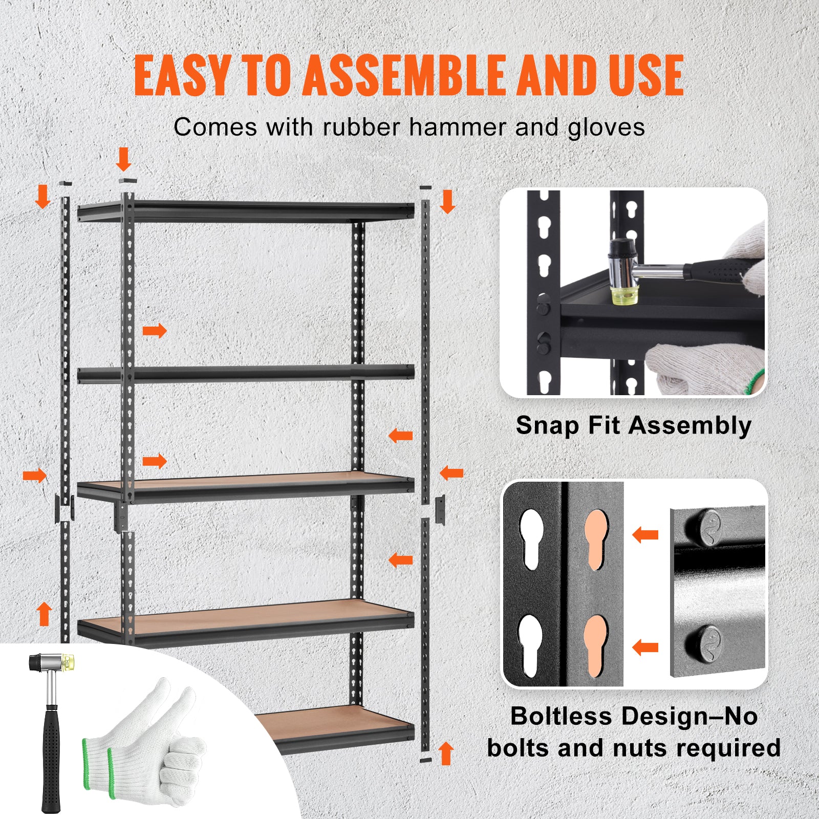 Storage Shelving Unit, 5-Tier Adjustable, 2000 lbs Capacity, Heavy Duty Garage Shelves Metal Organizer Utility Rack, Black, 48' L x 24' W x 72' H for Kitchen Pantry Basement Bathroom Laundry - Grand Goldman Shop