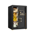 Solid Alloy Steel Digital Safe for Office Hotel Home, Black Metal Security Box with Keypad, Spare Key, LED Light, Mute Mode, 