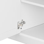Minimalist Entertainment Wall Unit Set with Bridge for TVs Up to 75'', Ample Storage Space TV Stand with Adjustable Shelves, Modernist Large Media Console for Living Room, White - Grand Goldman Shop