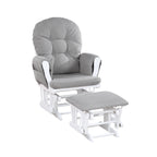 Mason Glider and Ottoman White Wood and Oyster Fabric - Grand Goldman Shop