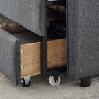 Twin Size Upholstered Daybed with Trundle and Drawers, Dark Gray Linen, Flat Arms, Extendable for Bedroom or Living Room - Grand Goldman Shop