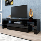 Modern Black TV Stand, 20 Colors LED TV Stand w/Remote Control Lights - Grand Goldman Shop