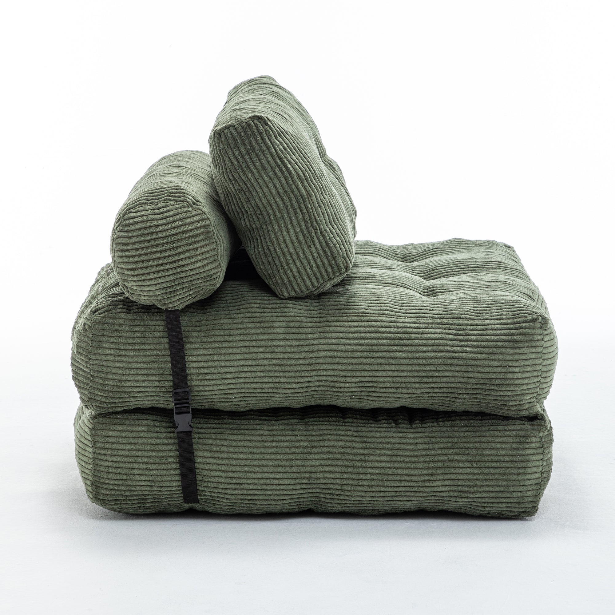 Folding Sofa Bed, Convertible Sleeper Chair with Pillow Foldable Mattress with Back Support, Portable Fold Out Chair Bed Comfy Floor Sofa Lounge for Living Room Bedroom, Green, Single - Grand Goldman Shop