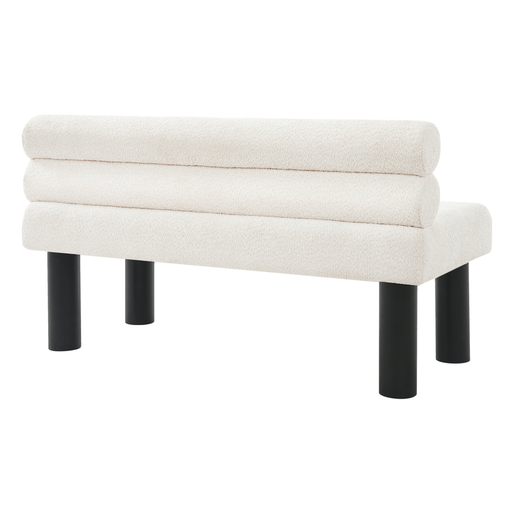 Upholstered Dining Bench, End of Bed, Entryway Bench, Ottoman for Dining Room, Bedroom, Living Room, Rubber Wood Leg 300 LBS Support, Beige - Grand Goldman Shop