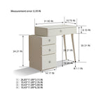 Elegant White Liriodendron Chinense Dresser Table with Stool, 100% Solid Wood, Compact Storage, 80cm Width - Grand Goldman Shop