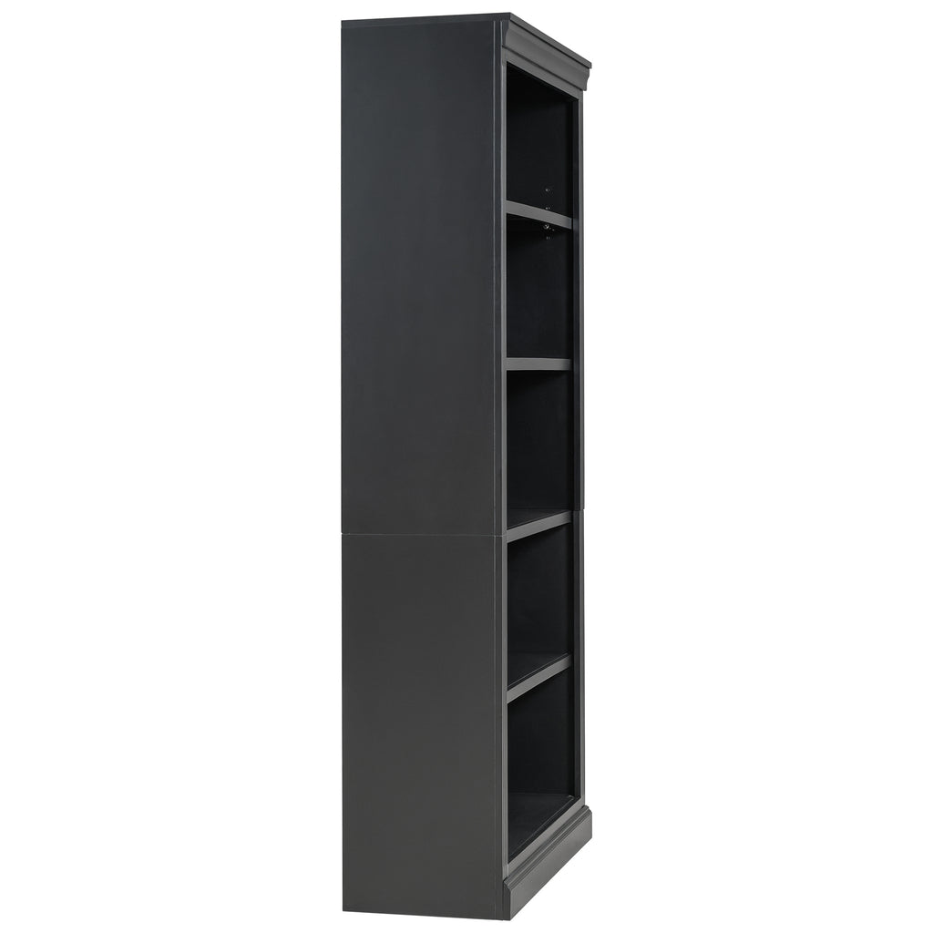 83.4' Tall Wood Bookcase with light strip,5-Tier Decor Bookshelves with Adjustable Shelves,Storage Organizer for CDs/Books/Mo