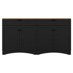 ON-TREND Farmhouse TV Stand with 2 Drawers for TVs Up to 70', Versatile Wood Grain Sideboard with Adjustable Shelves, Mid-Century Buffet Cabinet with Rustic Handles for Living Room/Bedroom, Black - Grand Goldman Shop
