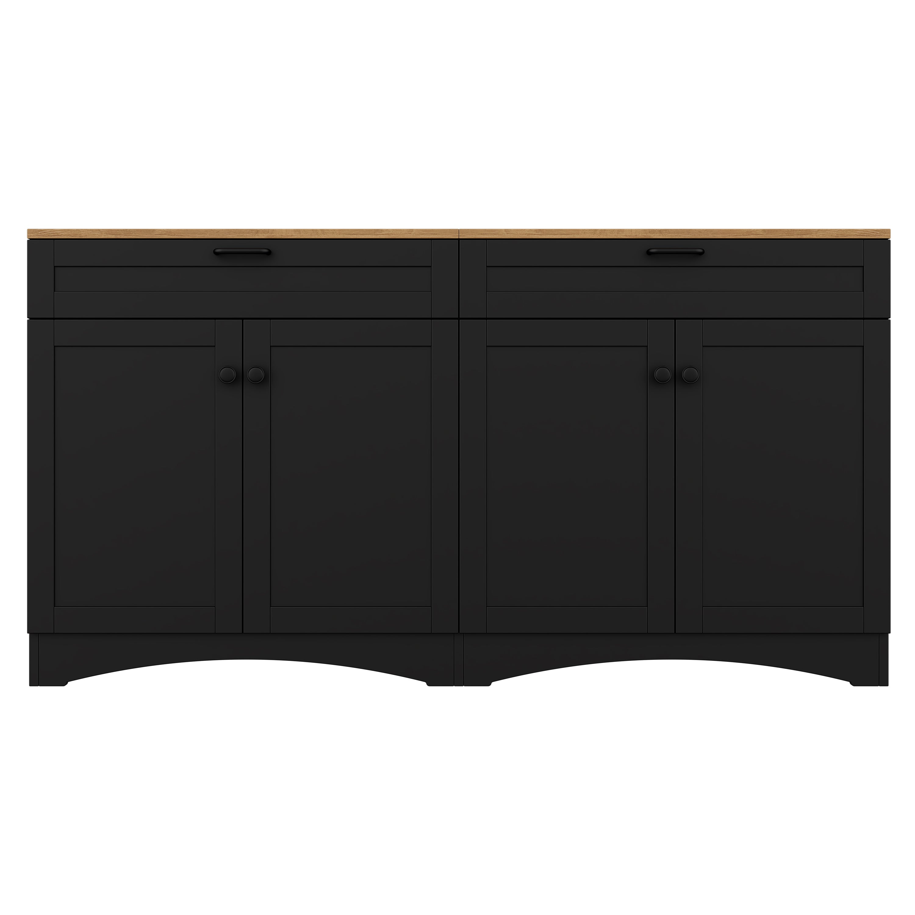 ON-TREND Farmhouse TV Stand with 2 Drawers for TVs Up to 70', Versatile Wood Grain Sideboard with Adjustable Shelves, Mid-Century Buffet Cabinet with Rustic Handles for Living Room/Bedroom, Black - Grand Goldman Shop
