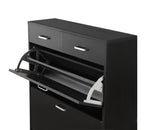 Large size Shoe Cabinet,Free Standing Tipping Bucket Shoe Rack Organizer with 2 Flip Drawers&2 Drawer,Modern Tipping Bucket for Entryway,Hallway,Bedroom-black - Grand Goldman Shop
