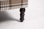 Upholstered Accent Chair, Vintage Armchair with Brown Linen Fabric and Nailhead Trim for Living Room - Grand Goldman Shop