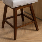 Ivory Upholstered Counter Height Swivel Barstools Set of 2, 26'' H Seat, Fabric and Rubber Wood - Grand Goldman Shop