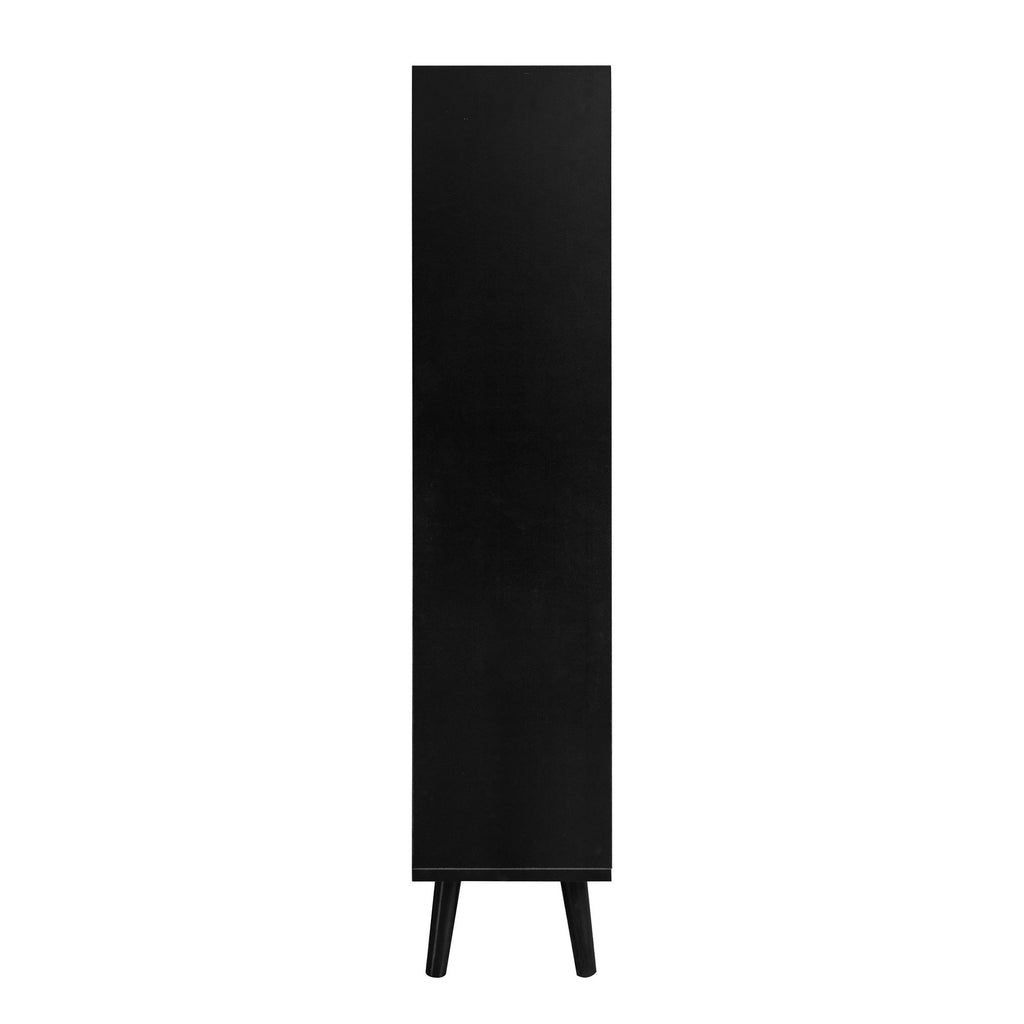 Allen Rattan 2-Door 1-Drawer Cabinet Shoe Rack for Entrance, Black Particle Board, Double Layer - Grand Goldman Shop
