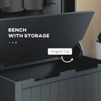HOMCOM 28' 3-In-1 Entryway Hall Tree with Storage Bench, Coat Rack with Four Hooks and Shoe Storage, Black - Grand Goldman Shop
