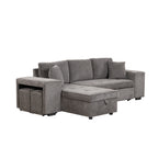 104.5' Modern L-Shape 3 Seat Reversible Sectional Couch, Pull Out Sleeper Sofa with Storage Chaise and 2 Stools for Living Room Furniture Set,Knox Charcoal (old sku:SG000431AAA) - Grand Goldman Shop
