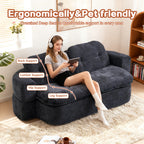 Modern Floor Sofa with 2 Pillows,Convertible Corduroy Fabric Foam-Filled Sleeper Sofa Bed, no assembly required,Convertible Sofa Cushion Unfolds into Quilt,Folding Mattress for Living Room,Playroom - Grand Goldman Shop