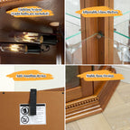 Corner Curio Cabinet Lighted Corner Display, Glass Display Shelf Shelving Bar cabinet with Tempered Glass Door, Bar Cabinet,Cabinet with Adjustable Shelf Glass Cabinet Shelves Bead Bulb Included OAK - Grand Goldman Shop