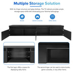 Unique Design TV Stand with 2 Glass Shelves, Ample Storage Space Media Console for TVs Up to 105', Versatile TV Cabinet with LED Color Changing Lights for Living Room, Black (OLD SKU: WF314584AAB) - Grand Goldman Shop