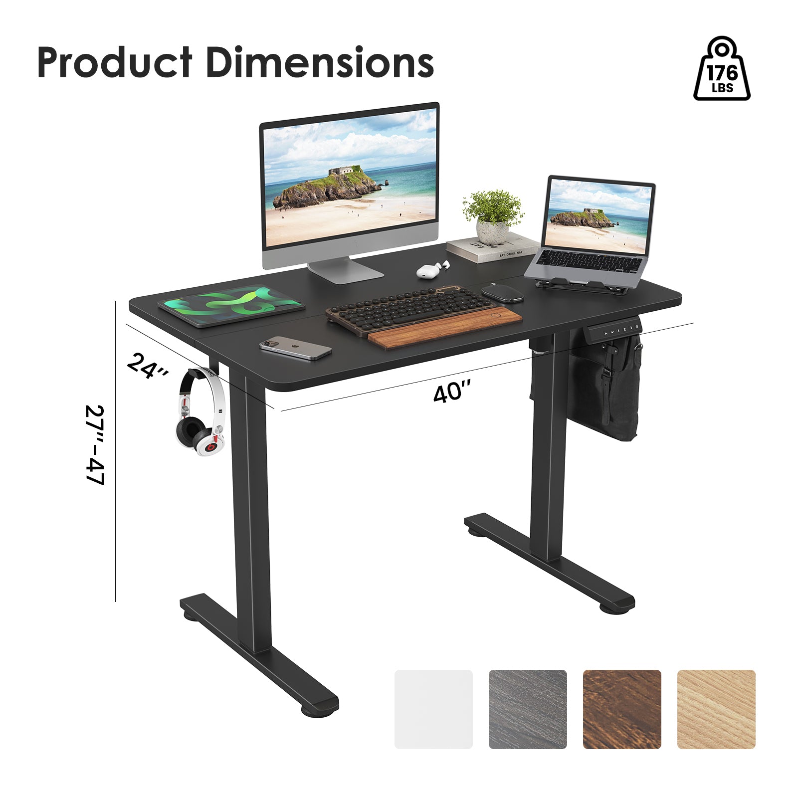 STARY Electric Standing Desk Adjustable Height Sit Stand Home Office Desk with Splice Board - Grand Goldman