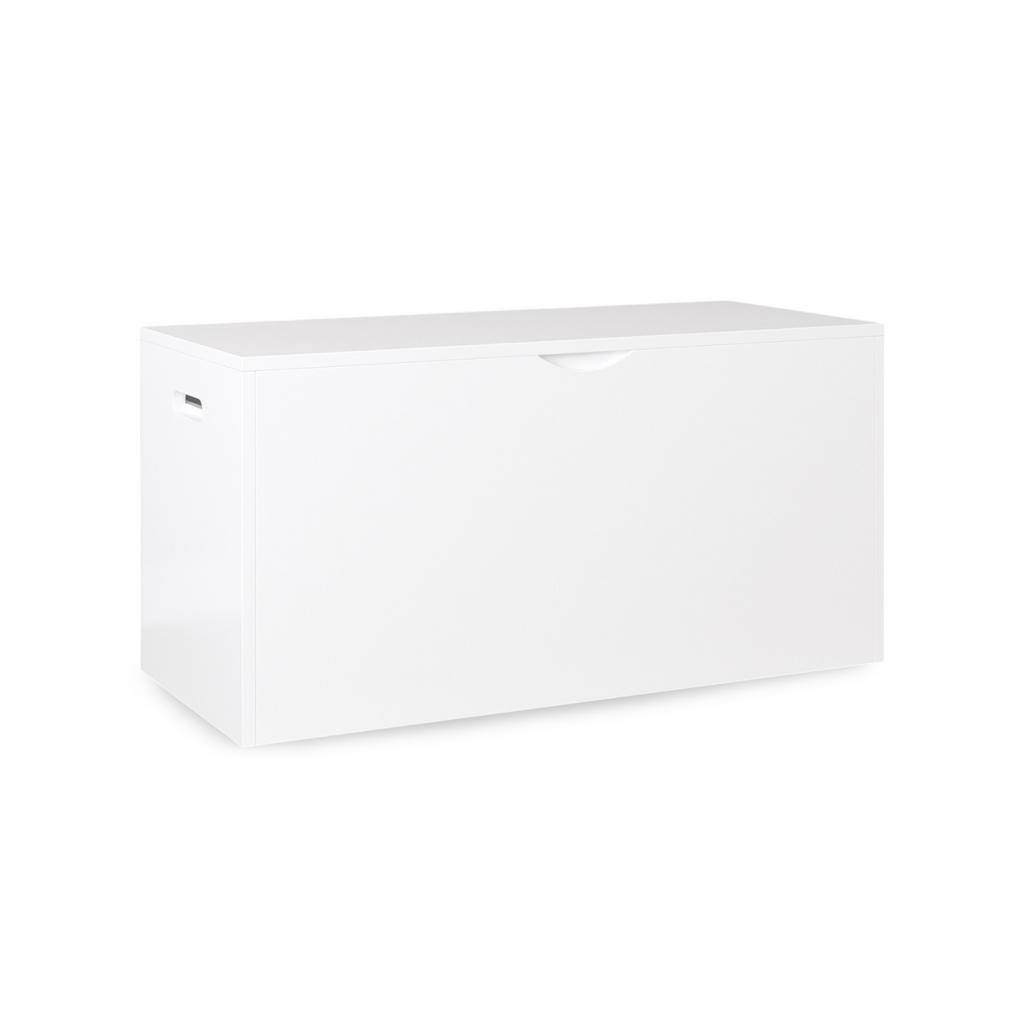 Kids Toy Storage Organizer with Rolling Drawer – Modern White Wooden Toy Chest with Wheels, Large Pull-Out Bin for Nursery, B