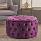 Modern Glam Ottoman Velvet Fuchsia 29.5-Inch - Grand Goldman Shop