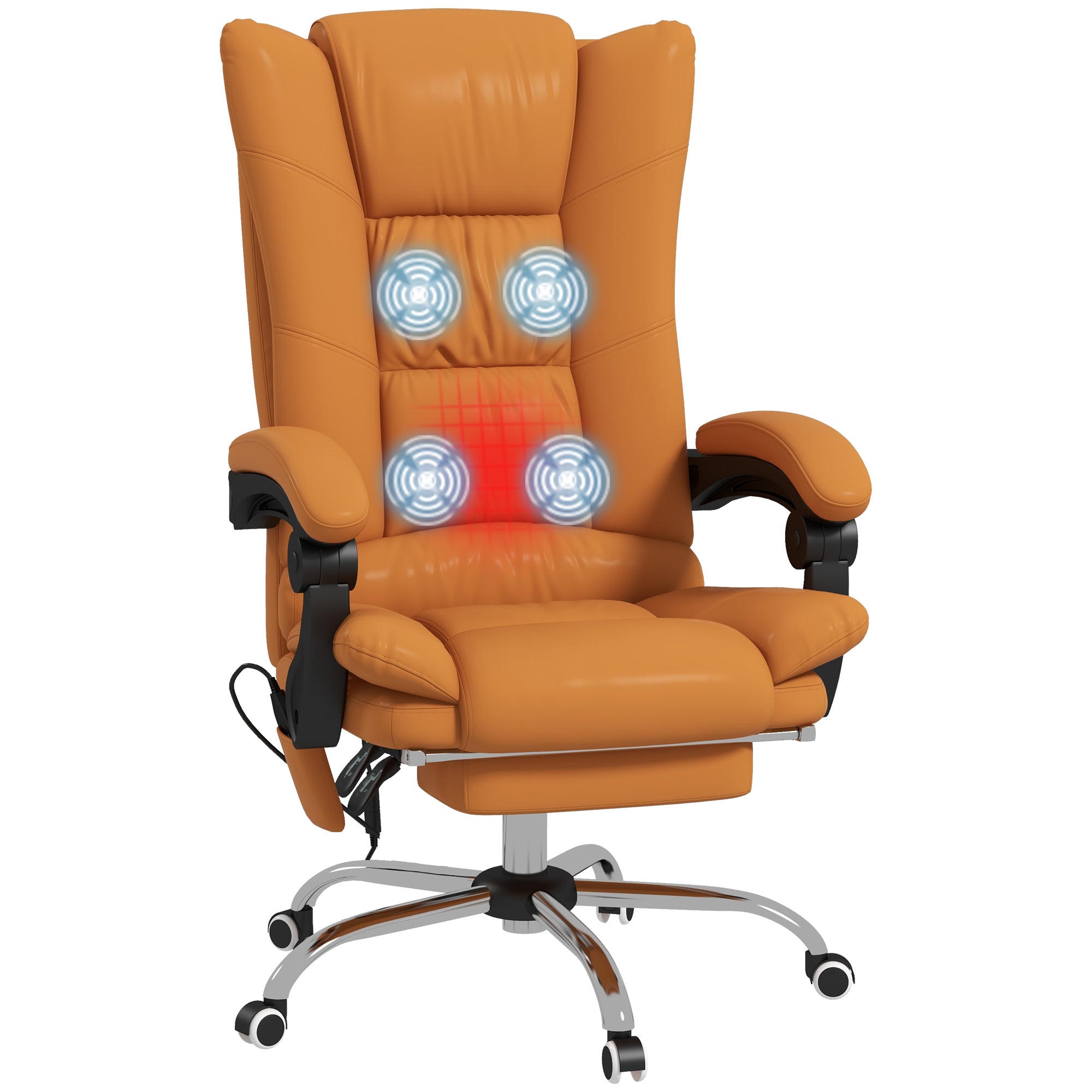Vinsetto Executive Massage Office Chair with 4 Vibration and Heat, 3 Modes, PU Leather Swivel Chair with Adjustable Height, R