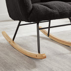 Glider Chair for Living Room Tufted Upholstered Teddy Fabric Rocking Chair with Metal Frame Accent Chair Dark Gray - Grand Goldman Shop
