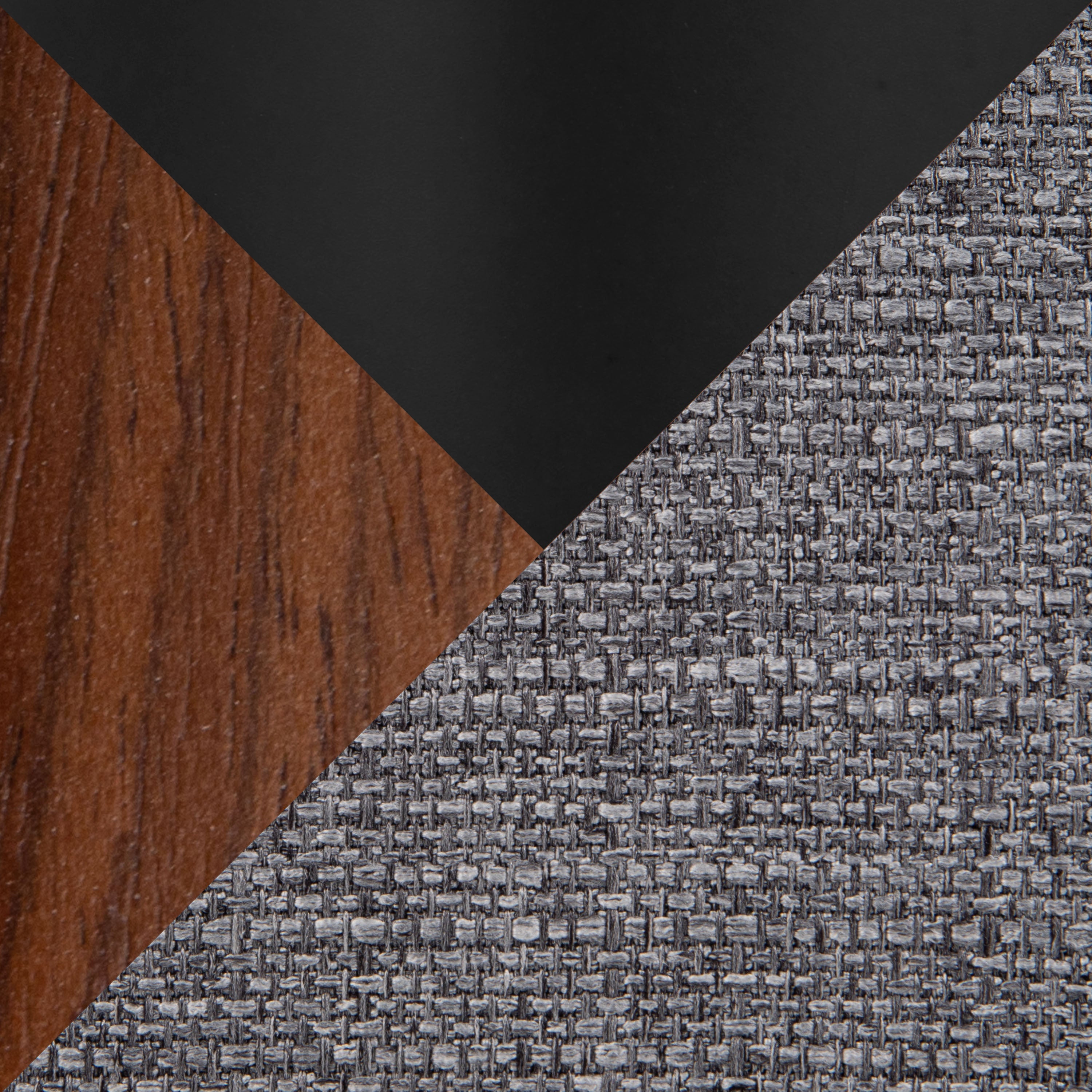 Contemporary Office Chair in Black Metal, Walnut Wood, and Grey Fabric - Grand Goldman