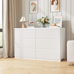 Modern White 6 Drawer Dresser, Wave Panel Drawer Fronts, Storage Cabinet, Versatile Chest of Drawers for Bedroom, Living Room - Sleek & Spacious Home Storage Solution - Grand Goldman Shop