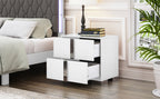 Elegant Nightstand with Metal Foot, Mirrored Bedside Table with 2 Drawers for Bedroom, Living Room, White (Old SKU: WF319353AAK) - Grand Goldman Shop