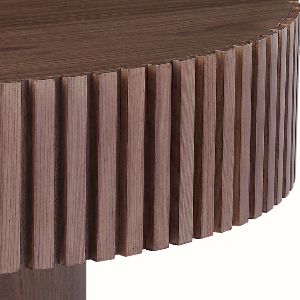 31.49'' Round Coffee Table Small Coffee Table for Apartment, Modern Living Room Coffee Table with Sturdy Pedestal,WALNUT (Same Sku:W876P243947) - Grand Goldman Shop