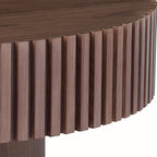 31.49'' Round Coffee Table Small Coffee Table for Apartment, Modern Living Room Coffee Table with Sturdy Pedestal,WALNUT (Same Sku:W876P243947) - Grand Goldman Shop